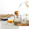 Packing Bottles Wholesale 5G 10G Glass Jar Face Cream Bottle Cosmetic Empty Container With Black Sier Gold Lid And Inner Pad For Lot Otfev