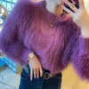 Kvinnors tröjor 2023 Korean Autumn and Winter Light Mint Green Long Hair Mink Cashmere Sweater Velvet Loose Pullover Fluffy