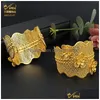 Bangle Dubai Flowers Shape For Women 24K Gold Bracelets Biżuteria Etiopska arabska afrykańska modna bransoletki projektant biżuter