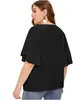 Women's Plus Size TShirt Summer Elegant Blouse Women Short Flare Sleeve Lace Panel Loose Top Tie Front Casual Tshirt Clothing 5XL 230905