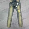 Designer Jeans Mens Calças Roxas Pantalones Rasgado Reto Regular Denim Lágrimas Lavadas Velho Buraco Longo Fdwp