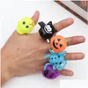 Andere Feestelijke Feestartikelen Halloween Vinger Led Licht Speelgoed Kinderen Geschenk Lovely Glow Speelgoed Pompoen Spin Vleermuis Spook Glinsteren Ring Suppl Dhckk