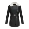 Cappotto lungo in pelle da donna elegante 2023 autunno inverno giacca lunga in velluto per donna manica risvolto cerniera abbigliamento nero Streetwear