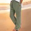 Men's Pants Casual Side Zip Baggy For Man Vintage Breathable Cotton Linen Sea Gym Pant Clothing Fashion Drawstring Pockets Trousers