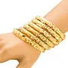 Bangle 8MM 6Pcs/Lot Dubai Gold Bangles for Women Men 24k Color Ethiopian Bracelets African Jewelry Saudi Arabia Wedding Bride Gift 230906