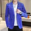 Men's Suits Fashion Korean Version Gentleman Slim Casual British Style Business Gold Canary Velvet Wedding Hosting Man Blazer