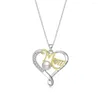 Chaînes BONISKISS 925 Sterling Argent Mamans Amour Collier Coeur Pendentif Pour La Fête Des Mères Brillant Zircon Perle Bicolore Bijoux Cadeau De Noël