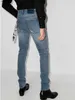 Jeans Herren Designer-Hosenbeine Offene Gabel Enge Capris Denim-Hosen Fügen Sie Fleece Verdickte Warme Schlankheits-Jeans hinzu Marke Kleidung Stickerei Druck VXEX