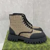 Martin Designer Womens Kış Topuklu Botlar Deri Vintage Baskı Tekstil Klasik Platform Düz ayak bileği dış taban ayakkabıları Boot