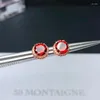 Stud Küpeler Parti için Klasik Garnet 6 Mm Doğal Şarap Kırmızı Katı 925 Gümüş İnce Mücevherat