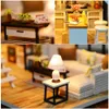 Doll House Accessories Assemble DIY Wooden House Dollhouse kit Wooden Miniature Doll Houses Miniature Dollhouse toys With Furniture LED Lights Gift 230905