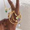 Braccialetti a maglie di lusso in acciaio inossidabile placcato oro 18k con ciondolo a forma di cuore braccialetto con perline Boho gioielli dorati donna 2023 Premium