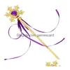 Fairy Gold Snowflake Ribbons Wand Streamers Xmas Party Cos Princess Gem Sticks Magic Wands Confetti Kids Birthday Favors Drop Delivery DHFCD