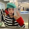 Bérets Béret tricoté japonais montrant le visage petit printemps et automne polyvalent mode rue Snap mignon couleur bonbon peintre chapeaux femme