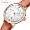 Zegarek Fantor Marka Moda Moda Chronograph Watche Watche Eleganckie luksusowe skórzane kobiety zegarek Relogio Feminino Woman Quartz Na ręce 230905