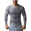 Homens camisetas Branco Mens Manga Longa Impresso Camisa Masculina Top Cor Sólida Blusa Básica Respirável Social Pulôver Roupas de Outono