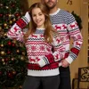 Kadın Sweaters Sonbahar ve Kış Çiftleri Eşleşen Kazak Set Aile Kıyafetleri Erkek Kadın Elk Kar Tanesi Noel Aşk Üst Kıyafetleri