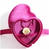 Jewelry Boxes Veet Ring Box Heart Shape Double Display Holder Case For Proposal Engagement Wedding Drop Delivery Packaging Otdfh