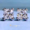 Stud Earrings Vinregem 18K White Gold 8MM Lab Sapphire Gemstone Ear Studs 925 Sterling Silver Wedding Fine Jewelry Gifts Wholesale