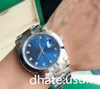 ساعة جديدة تمامًا 41 مم إصدار جديد Silver 126300 Gold/Blue Dial مجموعة كاملة الأوتوماتيكية التلقائي من الزجاج الزجاجي