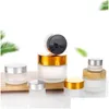 Packing Bottles Wholesale 5G 10G Glass Jar Face Cream Bottle Cosmetic Empty Container With Black Sier Gold Lid And Inner Pad For Lot Otfev