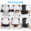 Back Support Armerad Belt Lumbal Column Placure Corrector Vest Justerbar Back Support Strap Shoulder Spine Brace Neck Stretcher Trainer 230905