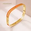 Bangle MOONLIGHT Stainless Steel Square Bangles for Women Simple Red White Enamel Bangles Large Size Women Accessories Chiristmas Gifts 230906