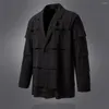 Trenchs pour hommes Vintage Veste noire Couture Vêtements Steampunk Gothique Médiéval Coupe-vent Pardessus Original Designer Long Blazer