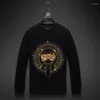 Sweats à capuche pour hommes 2023 Hommes Bouddha Strass Sweat à capuche Mode Streetwear Pull complet Noir O Cou Coton Hommes Vêtements d'automne