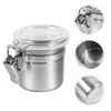 Storage Bottles Container Rice Tea Sugar Jar Coffee Can Stainless Steel Sealed Exhaust Canister