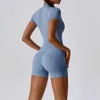 lu lu yoga set women s suit zipper sleeve site bushup workout coless fiess short bodysuit Sportswear Jumpsuitsレモン