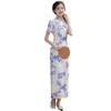 Ethnic Clothing Vintage Women Daily Chinese Style Qipao Short Sleeve Party Clothes Vestido Sexy Cheongsam