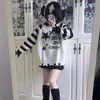 Suéter feminino japonês kawaii suéter estudante anime jumper e menina estrela listrada estampa manga comprida buraco quebrado retalhos solto harajuku