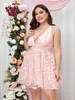 Plus size Dresses Cinemore Size Summer Dresse 2023 Sleeveless Deep V Neck Butterfly Appliques Mesh Sexy Backless Female Cami Dress 230905