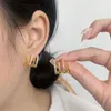 Stud Earrings Fashion Shiny Claw Zircon Imitation Pearl For Women Korean CZ Gold Color Ear Hook Jewelry Geometric Prong