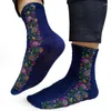 Skarpetki męskie dzianiny bawełniany kwiatowy zima dla mężczyzn seksowna bielizna kostka garnitur Sock Male Formal Sox Business