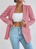 Costumes pour femmes Blazers mélanges printemps femmes veste costumes élégant Rose rouge bureau dames surdimensionné à manches longues Blazers costume décontracté manteaux pour femmes mode 230906