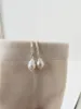 Dangle Earrings Pear Teardrop 925 Sterling Silver Freshwater Pearl Drop Hoop