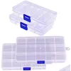 Storage Boxes Bins 15 Grids Home Box Empty Container Case For Jewelry Earring Holder Organizer Drop Delivery Garden Housekee Organi Ot3Mn