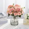 Decorative Flowers Artificial Vintage Silk Roses Hydrangea Peony Simulation Bouquet Bridal Handheld Wedding Home Decor