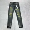 Designer Jeans Mens Calças Roxas Pantalones Rasgado Reto Regular Denim Lágrimas Lavadas Velho Buraco Longo Fdwp