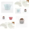 Autres fournitures de fête d'événement 2021 Grossiste-Kimisohand 100 Filigrane Little Vine Lace Laser Cut Cupcake Wrapper Liner Baking Cup Drop Dhoym