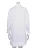 Женские блузки Tossy White Свободные модные рубашки для женщин Прозрачный лоскутный кардиган Пальто с лацканами Тонкая блузка большого размера с длинными рукавами