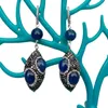 Dangle Earrings Y.YING Blue Agate Black Rhinestone Pave Cubic Zirconia Lever Back