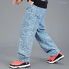 Herren Jeans Hip Hop Print Stickerei Breite Baggy Gerade Bein Denim Hosen Plus Größe Cowboy Hosen Männlich