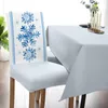 Stoelhoezen Kerst Blauwe Sneeuwvlokken 4/6/8 STUKS Spandex Elastische Hoes Voor Bruiloft El Banket Eetkamer