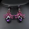 Ensemble collier et boucles d'oreilles en alliage de cristal violet exagéré, pendentif goutte d'eau, diamant de mariée pour femmes