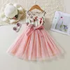 Mädchen Kleider Kleinkind Kinder Baby Mädchen Sommer Floral Mesh Weste Kleid Reise Casual Kleidung Für