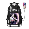 Backpacks Anime Demon Slayer Luminous Backpack Student School Shoulder Bag Youth Outdoor Travel Backpack with Data Cable Fashion Gifts 230905