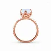 Anéis de casamento vintage s925 prata esterlina micro gota de água moonstone rosa anel de ouro feminino nicho design sentido luz luxo e refinado